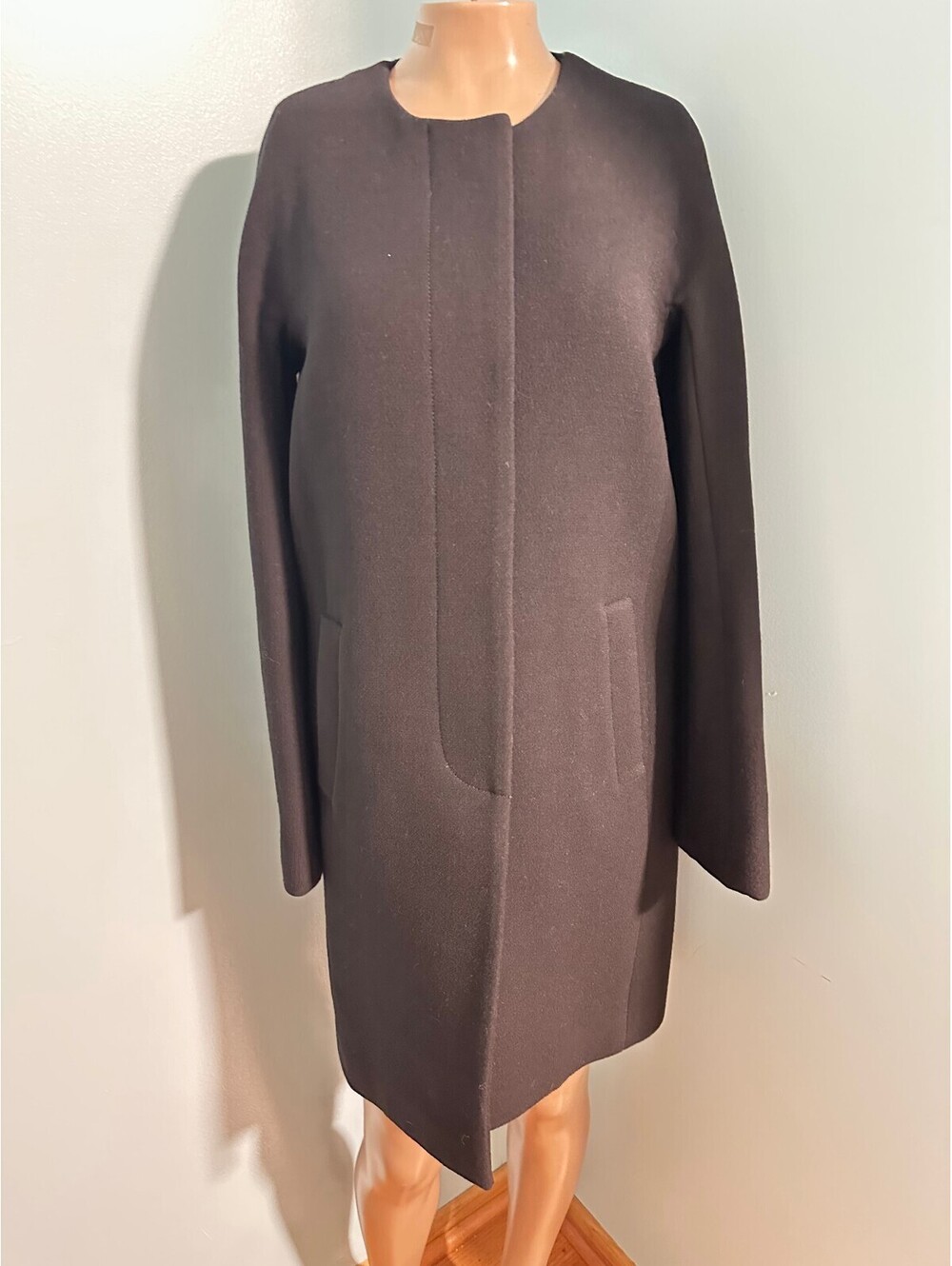 J.Crew Women's Black Wool Double Cloth Tailored Coat Size 0